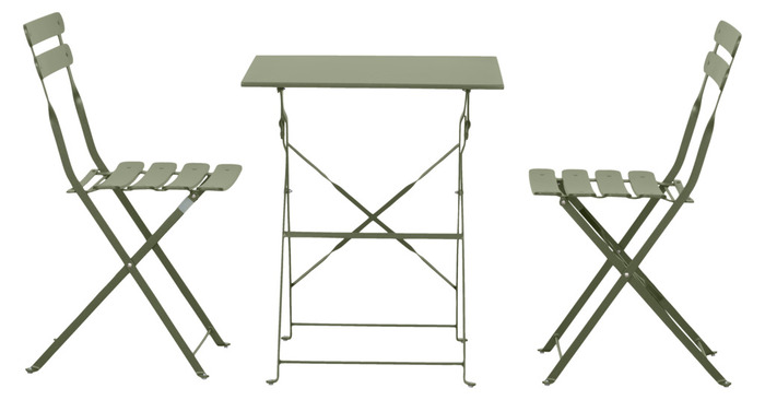 Cafésæt olivengrøn metal 3 dele - Sunlife